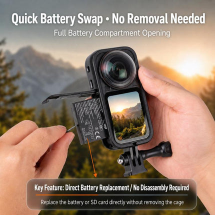 For Insta360 X6 Frame Cage Drop-Resistant Protective Case Shel with 1/4-inch Mount Adapter, PVC Cage