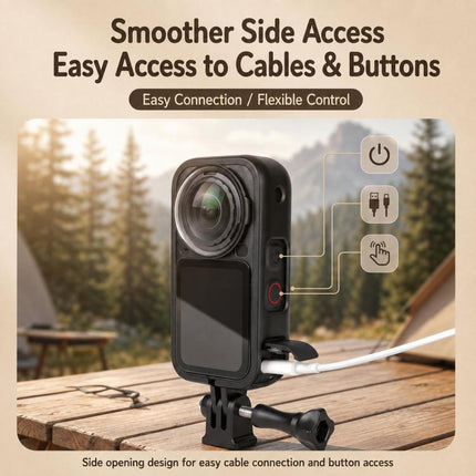For Insta360 X6 Frame Cage Drop-Resistant Protective Case Shel with 1/4-inch Mount Adapter, PVC Cage