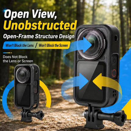 For Insta360 X6 Frame Cage Drop-Resistant Protective Case Shel with 1/4-inch Mount Adapter, PVC Cage