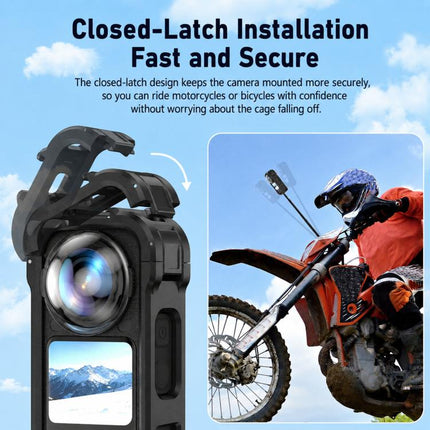 For Insta360 X6 PC Magnetic Quick-Release Frame Cage Protective Camera Housing With Cold Shoe, PC Material