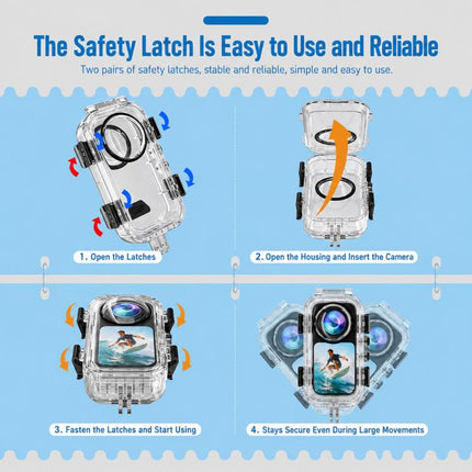 For Insta360 X6 Invisible Waterproof Housing 60m/197f Dive Case with Anti-Fog Inserts 2-prong Version, 2-prong Version