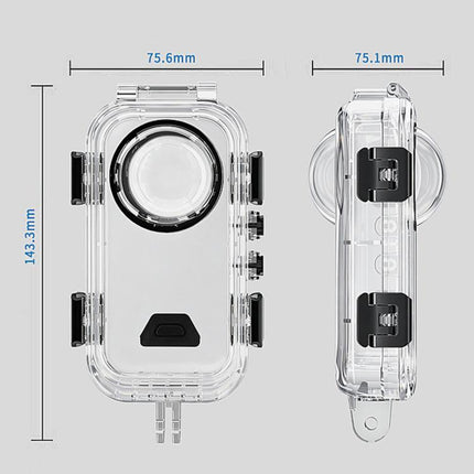 For Insta360 X6 Invisible Waterproof Housing 60m/197f Dive Case with Anti-Fog Inserts 2-prong Version, 2-prong Version
