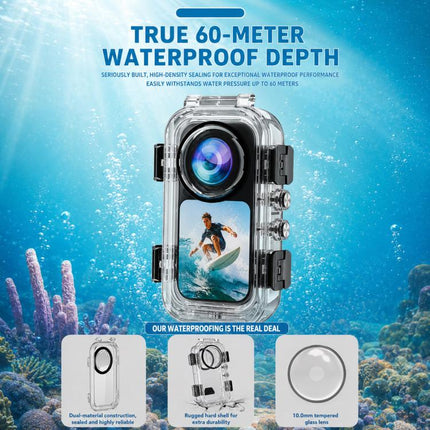 For Insta360 X6 Magnetic Quick Release Invisible Waterproof Housing 60m/197f Dive Case with Anti-Fog Inserts, Magnetic Quick Release