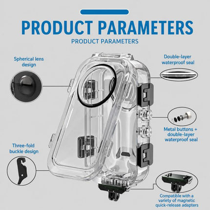 For Insta360 X6 Magnetic Quick Release Invisible Waterproof Housing 60m/197f Dive Case with Anti-Fog Inserts, Magnetic Quick Release