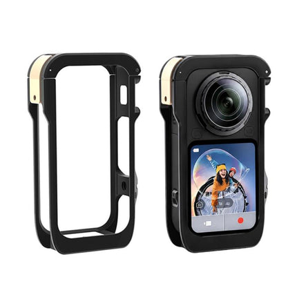 For Insta360 X6  Aluminum Alloy Camera Cage Magnetic Quick-Release Metal Frame with Cold Shoe Mount, Aluminum Alloy  Cage