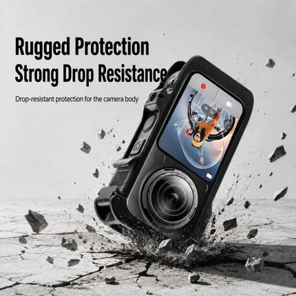 For Insta360 X6  Aluminum Alloy Camera Cage Magnetic Quick-Release Metal Frame with Cold Shoe Mount, Aluminum Alloy  Cage