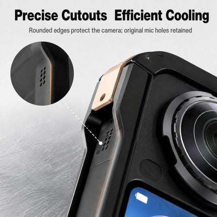 For Insta360 X6  Aluminum Alloy Camera Cage Magnetic Quick-Release Metal Frame with Cold Shoe Mount, Aluminum Alloy  Cage