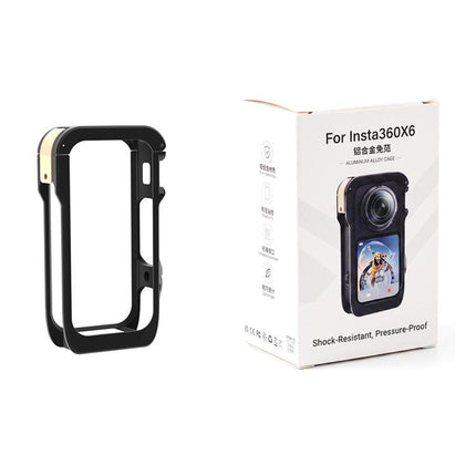For Insta360 X6  Aluminum Alloy Camera Cage Magnetic Quick-Release Metal Frame with Cold Shoe Mount, Aluminum Alloy  Cage
