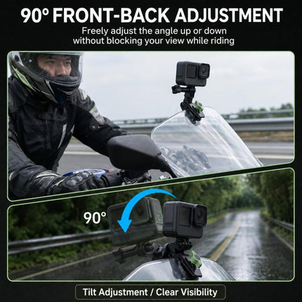 Motorcycle Windshield Camera Mount 360-degree Rotation Clip Holder for DJI, Insta360, GoPro and Other Action Cameras