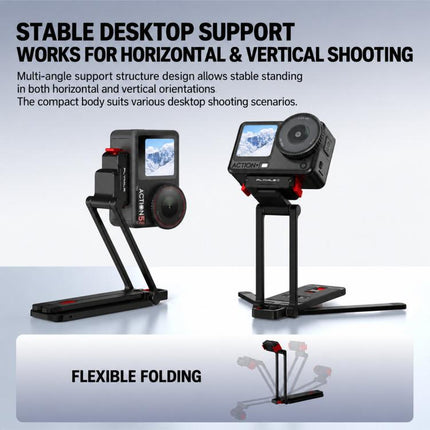 Flymile Magnetic Quick-Release Tripod & Rotating Carabiner Mount, For DJI Osmo Action 3 / 4 / 5 Pro, For DJI Osmo Action 6 / Nano / 360 II