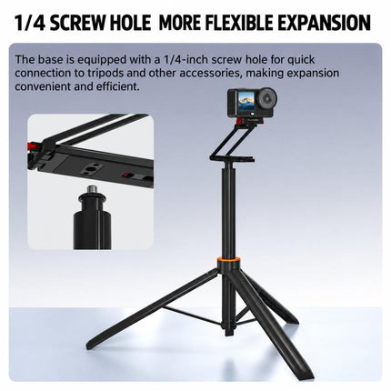 Flymile Magnetic Quick-Release Tripod & Rotating Carabiner Mount, For DJI Osmo Action 3 / 4 / 5 Pro, For DJI Osmo Action 6 / Nano / 360 II