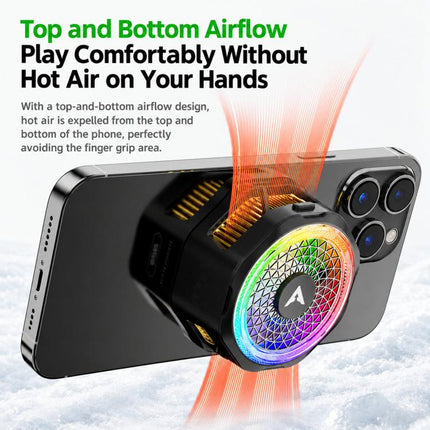 PIVA B25 Magnetic Phone Cooler 20W Semiconductor Cooling Fan with Detachable Clip, RGB Light