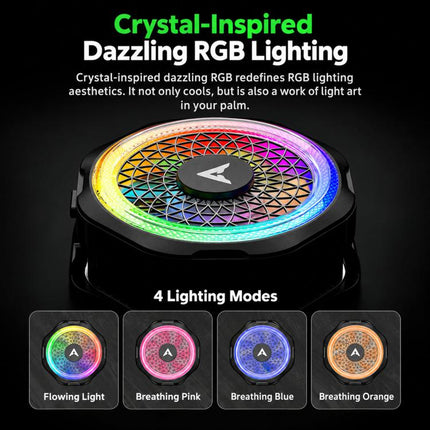 PIVA B25 Magnetic Phone Cooler 20W Semiconductor Cooling Fan with Detachable Clip, RGB Light