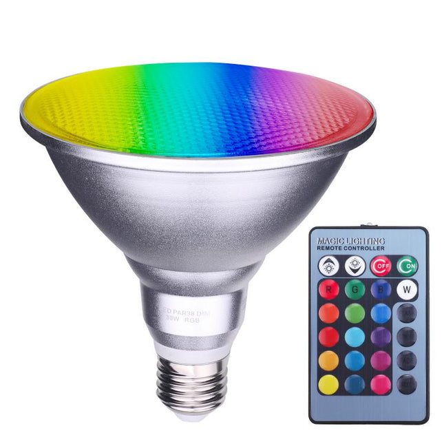 E26 / E27 PAR38 RGB LED Flood Light Bulb 20W Dimmable Color Changing Spotlight with Remote