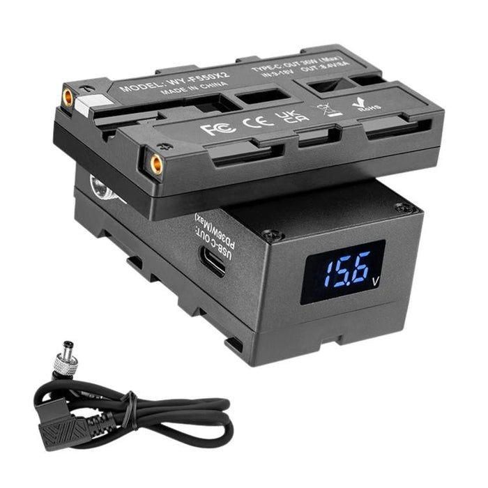 FOMITO NP-F550 / 970 / 990 Rotatable Dual-Sided Battery Converter For V-Mount Battery Monitor, Battery Converter