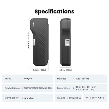 For Insta360 Luna Ultra aMagisn Full Wrap Hard Shell Storage Box Carrying Case