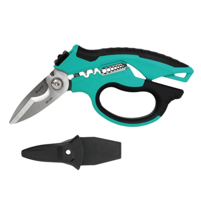 8 inch Stainless Steel Electrician Scissors For Wire Cutting Crimping & Stripping, PSR-335