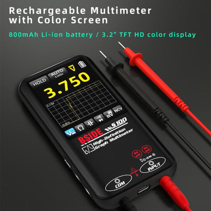 Smart Graphic Multimeter Large-Screen HD Auto-Range Digital Multimeter, S100 (Black)