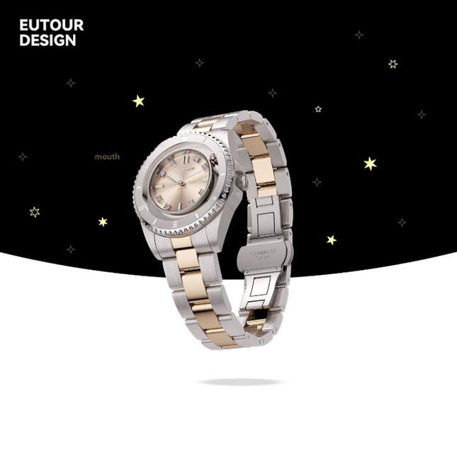 EUTOUR X069 Magnetic Watch for Women Unique Floating Hour Hand Design Minimalist Wristwatch, Neon Gold Steel Band, Neon Blue Steel Band, Neon Blue Leather Band, Neon Gold Leather Band