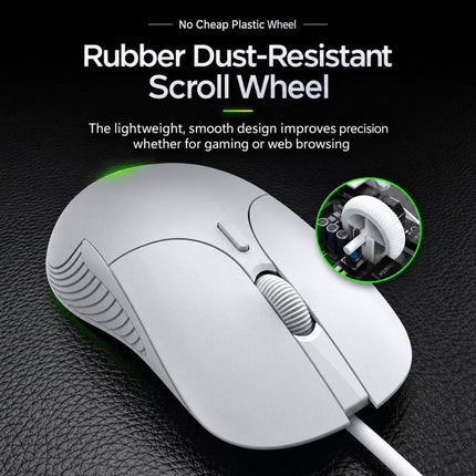 Inphic B1 Wired Silent Mouse, Ergonomic USB Computer Mouse with Adjustable DPI, White