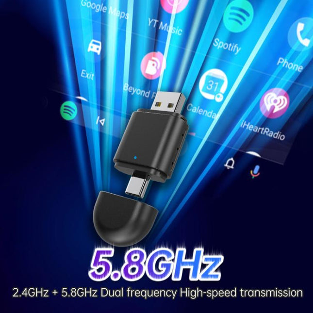 Wireless CarPlay Adapter Dual USB Head Wired to Wireless Converter