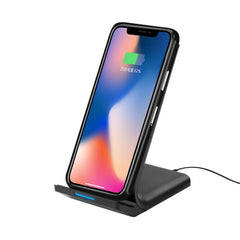 R2 10W Vertical Mobile Phone Wireless Charger Smart Fast Charge Charging Stand Desktop Stand, R2 (Black)