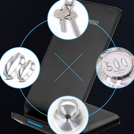 R2 10W Vertical Mobile Phone Wireless Charger Smart Fast Charge Charging Stand Desktop Stand, R2 (Black)