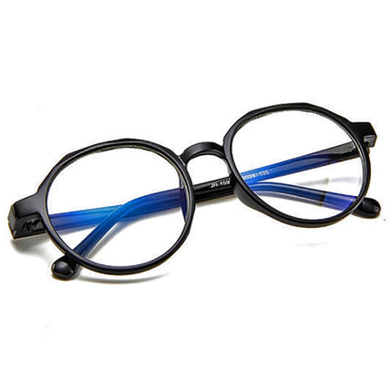 Fashion Eyeglasses Retro TR Frame Plain Glass Spectacles, Blue, Bright black, Matte Black, Pink, Gray