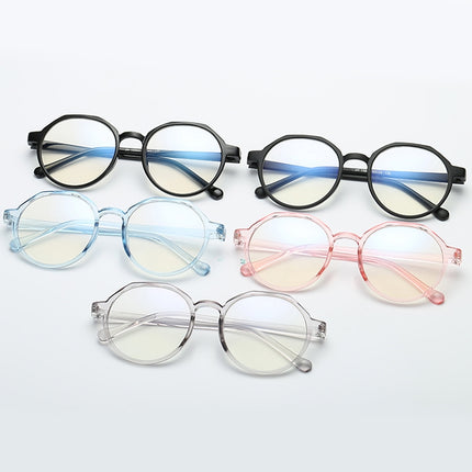 Fashion Eyeglasses Retro TR Frame Plain Glass Spectacles, Blue, Bright black, Matte Black, Pink, Gray