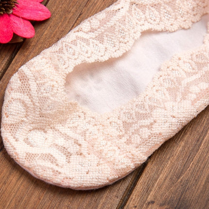5 Pairs Summer women Silicon Lace Boat Socks Invisible Cotton Sole Non-slip Sock