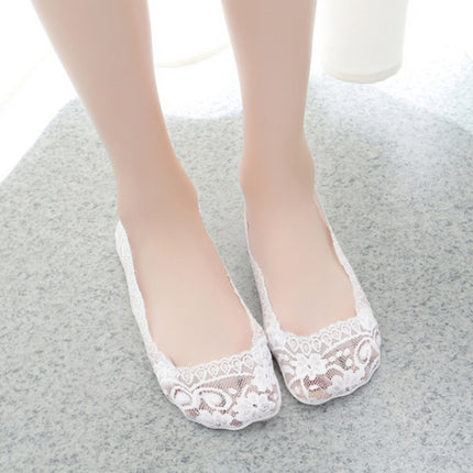 5 Pairs Summer women Silicon Lace Boat Socks Invisible Cotton Sole Non-slip Sock