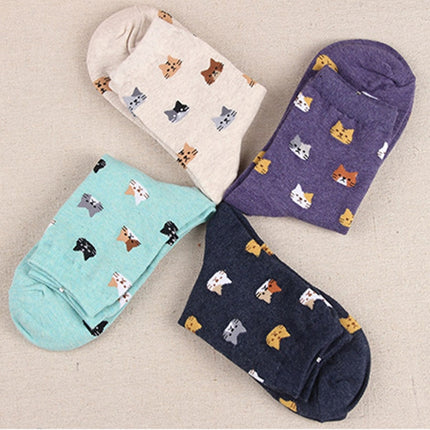 Animal Cartoon Cat Lovely for Women Cotton Socks