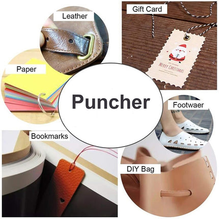 Multifunctional Belt Hole Puncher with 6 Holes Leather Hole Punch for Leather Belts Cards Paper Fabric, Red, Blue
