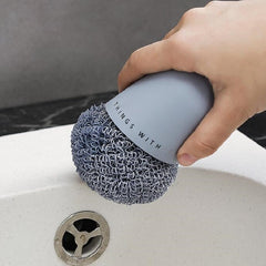 Polyester Cleaning Ball Household Handle Cleaning Brush Kitchen Short Handle Dishwashing Pot Brush