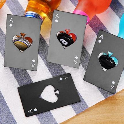2 PCS Stainless Steel Bottle Beer Opener Poker Playing Card Spades Soda Bottle Cap Opener