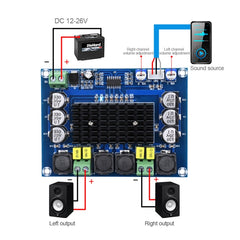 XH-M543 120W+120W  Dual-channel Stereo High Power Digital TPA3116D2 Audio Power Amplifier Board, 120W+120W Dual-channel Audio Amplifier