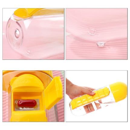 600ML Plastic Water Bottle with Daily Pill Box Organizer Drinking Bottles