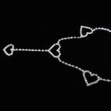 Vintage Heart Waist Chain Sexy Rhinestone Belts, Length: 120cm