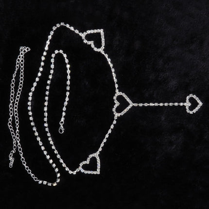 Vintage Heart Waist Chain Sexy Rhinestone Belts, Length: 120cm
