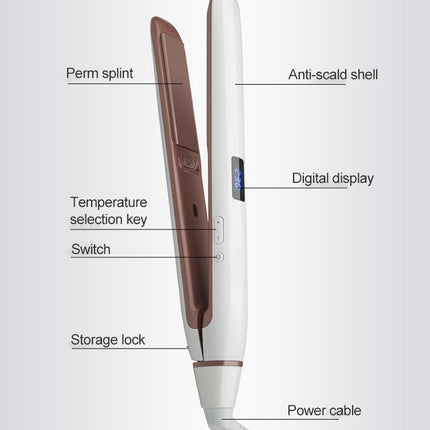 Hair Straightener Iron LED Display Ceramic Coating Plate Ionic Curling Iron, EU