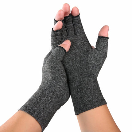 A Pair Sports Breathable Health Care Half Finger Gloves Rehabilitation Training Arthritis Pressure Gloves, Gray S, Black Fiber S, Hemp Gray Dispensing S, Gray M, Black Fiber M, Hemp Gray Dispensing M, Gray L, Black Fiber L, Hemp Gray Dispensing L