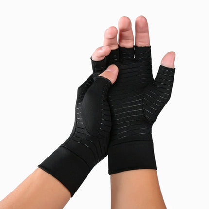 A Pair Sports Breathable Health Care Half Finger Gloves Rehabilitation Training Arthritis Pressure Gloves, Gray S, Black Fiber S, Hemp Gray Dispensing S, Gray M, Black Fiber M, Hemp Gray Dispensing M, Gray L, Black Fiber L, Hemp Gray Dispensing L