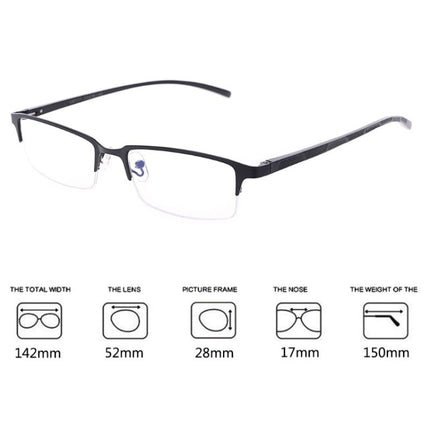 Anti Blu-ray Business Eye Glasses for Men Metal Frame Plain Glass Spectacles