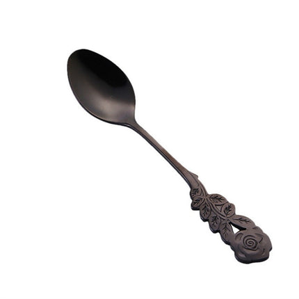 Small Mini Stainless Steel Rose Flower Coffee Spoon Strring Spoon Teaspoon Tea Spoon Dessert Spoon Long Handle Tableware