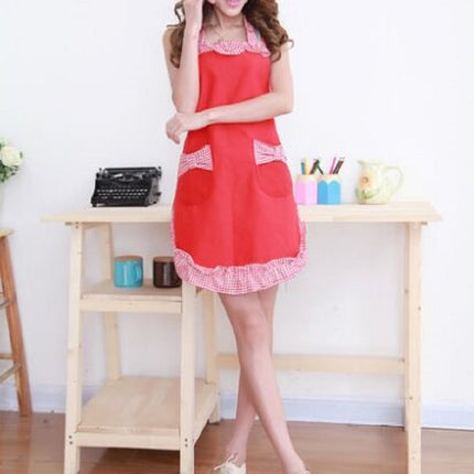 Sleeveless Bow Lace Apron with Pocket