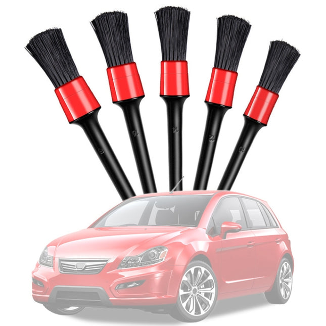 5 Pcs Car Detailing Brush Cleaning Natural Boar Hair Brushes Auto Detail Tools Products Wheels Dashboard, 5 in 1 Random Color Delivery, 5 in 1 Black