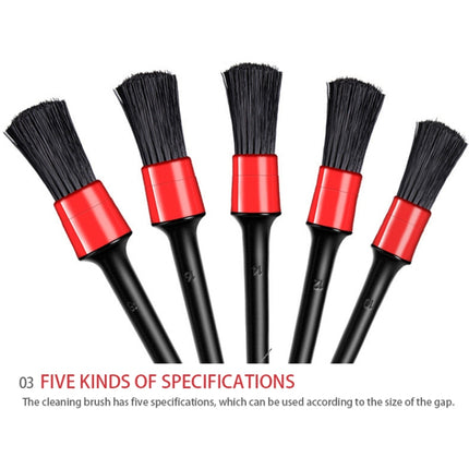 5 Pcs Car Detailing Brush Cleaning Natural Boar Hair Brushes Auto Detail Tools Products Wheels Dashboard, 5 in 1 Random Color Delivery, 5 in 1 Black, 5 in 1 White