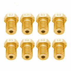 8 PCS Bugatti 3D Printer Accessories E3D-V5 V6 Nozzle M6 Thread Consumables Hot Nozzle, 1.75/0.2mm, 1.75/0.25mm, 1.75/0.3mm, 1.75/0.35mm, 1.75/0.4mm, 1.75/0.5mm, 1.75/0.6mm, 1.75/0.8mm, 1.75/1.0mm, 3/0.2mm, 3/0.3mm, 3/0.4mm, 3/0.5mm, 3/0.6mm, 3/0.8mm