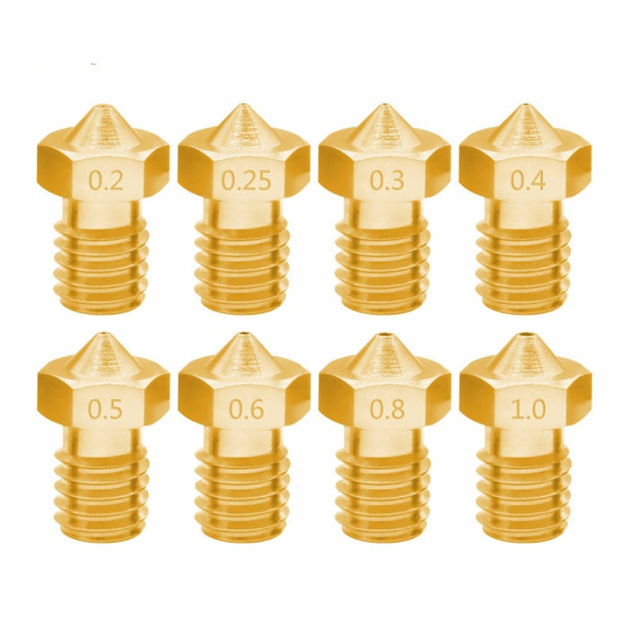 8 PCS Bugatti 3D Printer Accessories E3D-V5 V6 Nozzle M6 Thread Consumables Hot Nozzle, 1.75/0.3mm, 1.75/0.35mm, 1.75/0.4mm, 1.75/0.5mm, 1.75/0.6mm, 3/0.2mm, 3/0.3mm, 3/0.4mm, 3/0.8mm, 3/1.0mm, 3/0.25mm