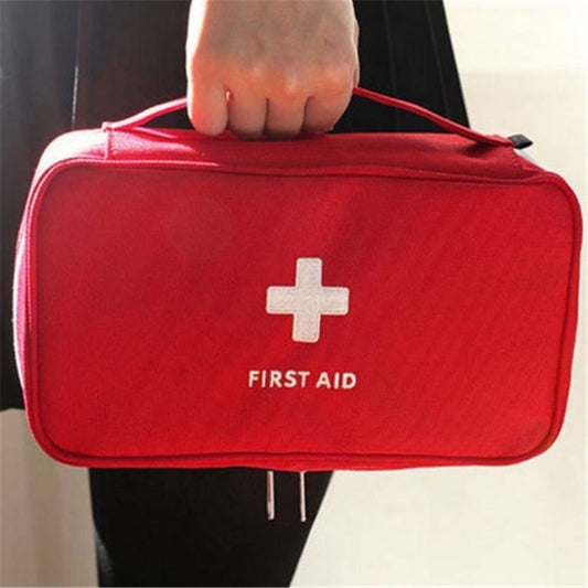 Travel First Aid Kit Bag Home Emergency Medical Survival Rescue Box, 23x13x7.5cm (Red)